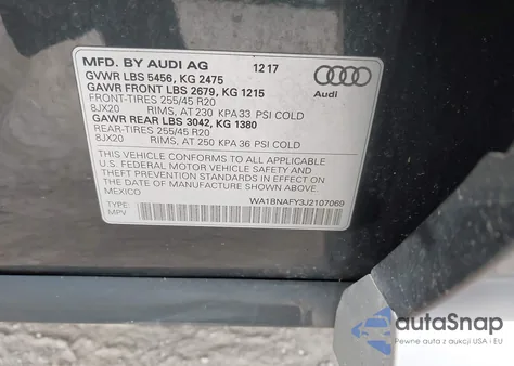 2018 Audi Q5 2.0T Premium/2.0T Tech Premium from USA, damaged, VIN WA1BNAFY3J2107069